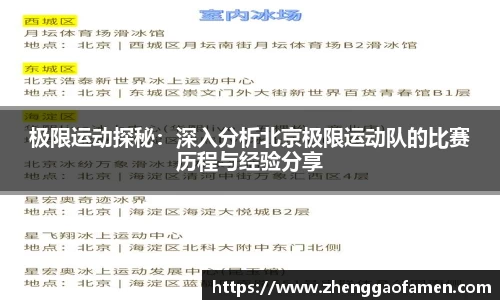 极限运动探秘:深入分析北京极限运动队的比赛历程与经验分享